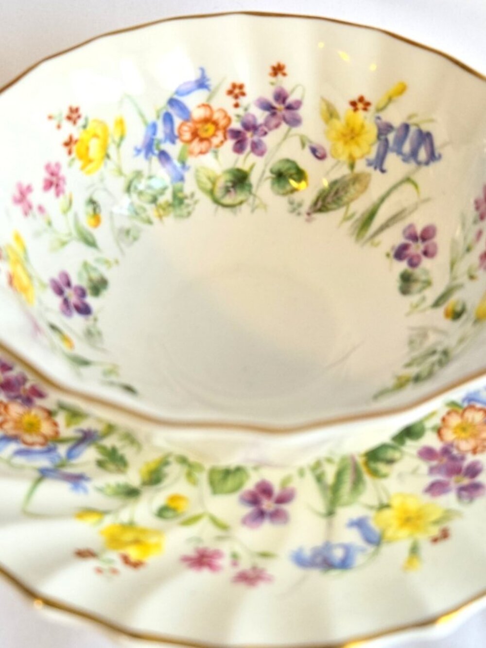 Royal Doulton Easter Morn Two Handled Soup Bowl & Saucer H4806, Bone China  A987